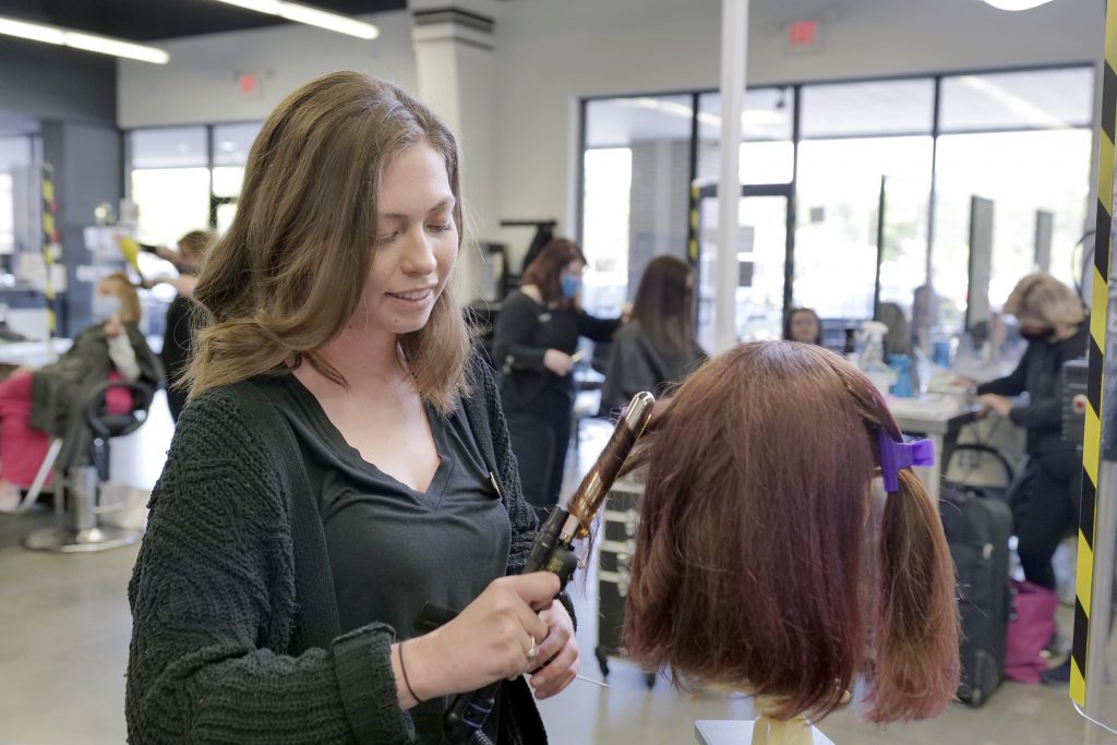 cosmetology student in training