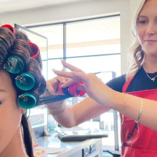 Women Styling Hair