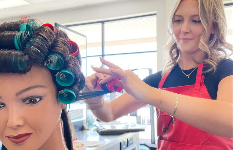 Women Styling Hair